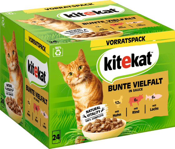 Nassfutter Katze mit Huhn, Rind Multipack 2040 (24x85 g), g Soße, Lachs, & in bunte Vielfalt