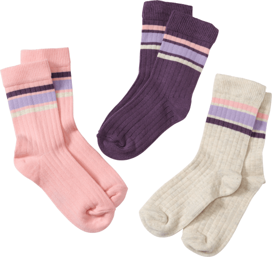 Socken mit Ripp-Struktur, rosa, Gr. 27/29, 3 St