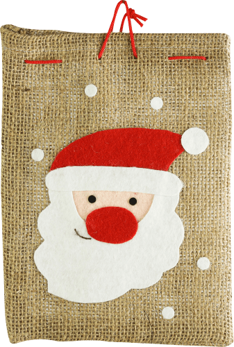 Geschenksack mit Weihnachtsmann, Jute, klein, 1 St | Geschenkverpackungen