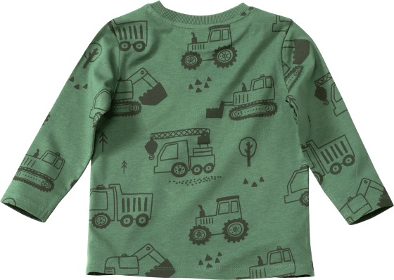 92, grün, Gr. 1 Langarmshirt mit Fahrzeug-Muster, St