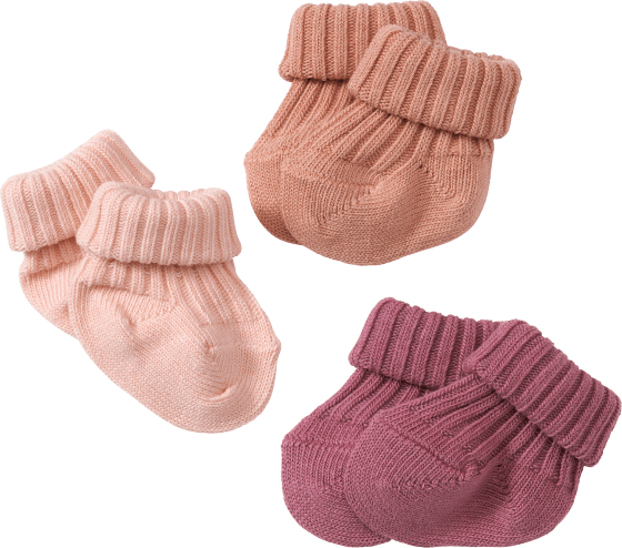 Socken in Ripp-Struktur, braun + rosa, Gr. 13/14, 3 St | Kinderstrumpfhosen & -strümpfe