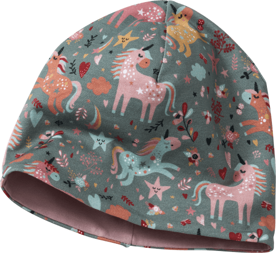 Mütze mit Einhorn-Muster, bunt, Gr. 52/53, 1 St