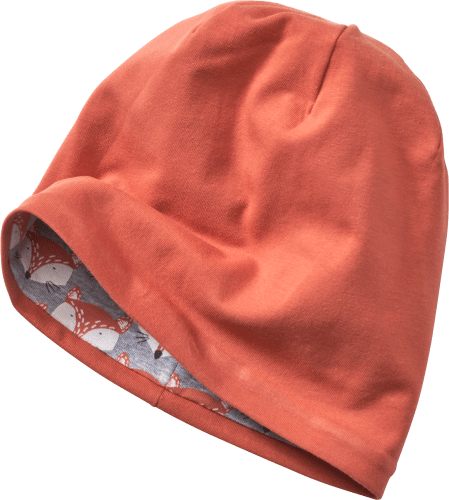 Mütze orange, grau mit Fuchs-Muster, 54/55, Gr. 1 & St Wenden zum