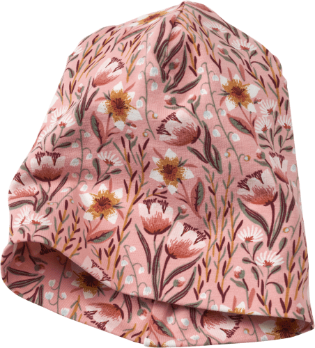 52/53, St Gr. mit 1 rosa, Blumen-Muster, Mütze