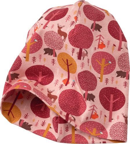Gr. Mütze 1 52/53, rosa Wald-Muster, St & pink, mit
