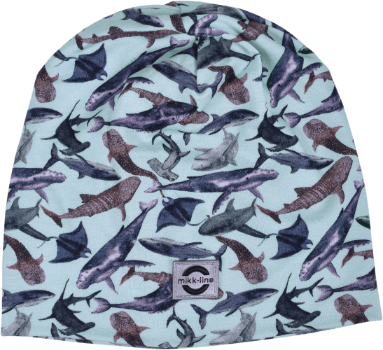 Mütze mit Hai-Muster, blau, Gr. 110/116, 1 St