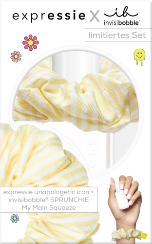 Nagellackset Expressie Unapologetic Icon Weiß & Haargummi Invisibobble Sprunchie, 1 St