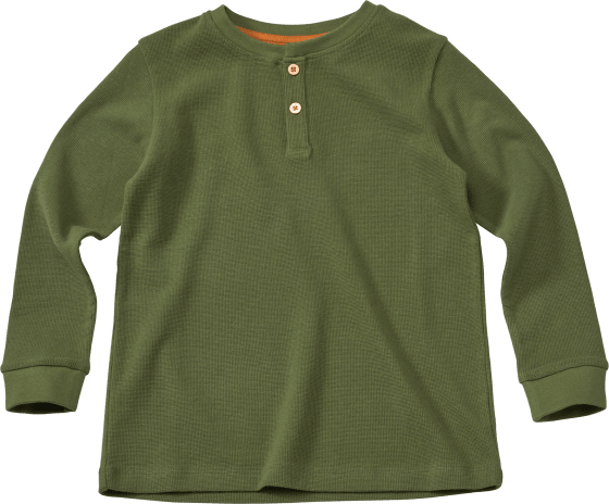 Langarmshirt in Waffel-Struktur, grün, 1 Gr. St 110