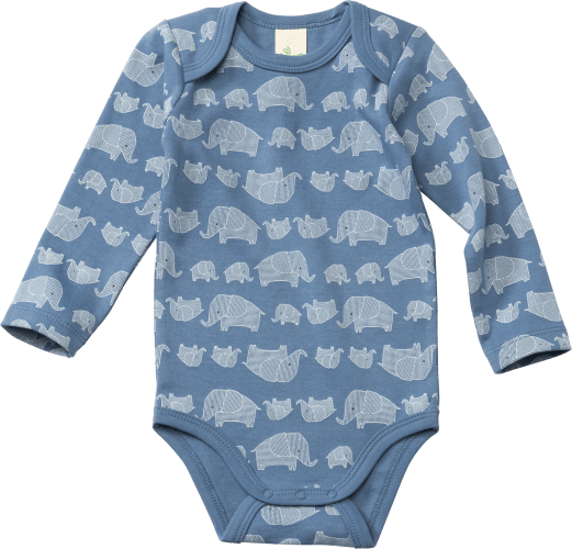 Body Langarm mit Elefanten-Muster, 1 blau, 74/80, St Gr
