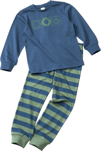 Schlafanzug mit Kompass-Motiv, blau & grün, Gr. 122/128, 1 St