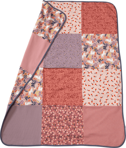 Decke mit Patchwork-Muster, rosa & ca. blau, 100x75cm, 1 St