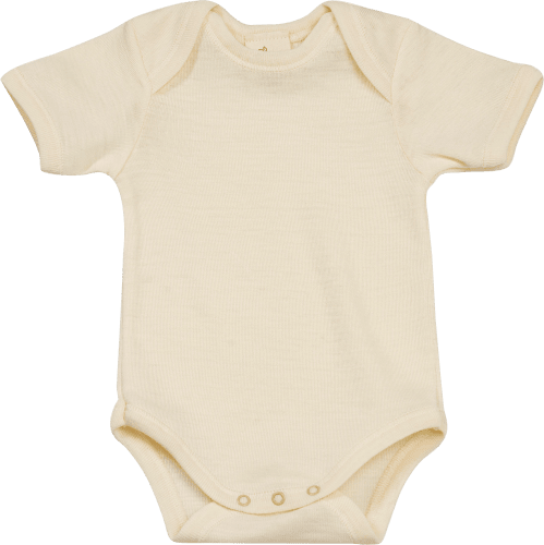 Body Kurzarm aus Bio-Wolle und Seide, natur, Gr. 74/80, 1 St | Baby Bodies & Strampler