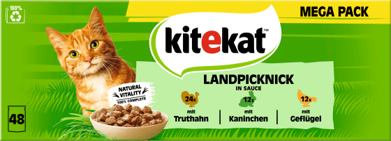 Nassfutter Katze mit Truthahn, Kaninchen & Geflügel, Landpicknick in Soße Multipack (48x85 g), 4,08 kg