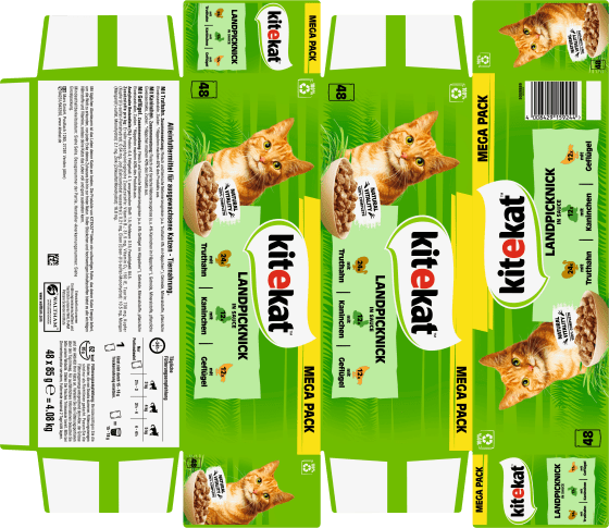 Nassfutter Katze mit Truthahn, 4,08 & Landpicknick g), in (48x85 Soße Multipack kg Kaninchen Geflügel