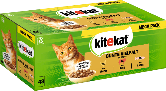 Nassfutter kg Rind Lachs, & g), Katze in Vielfalt Huhn, Multipack bunte Soße, 4,08 mit (48x85