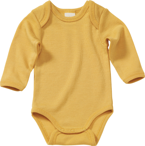 Body Langarm aus Bio-Wolle und Seide, gelb, Gr. 86/92, 1 St | Baby Bodies & Strampler