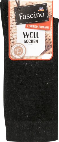 Socken mit Wolle, schwarz, Gr. 35-38, 1 St