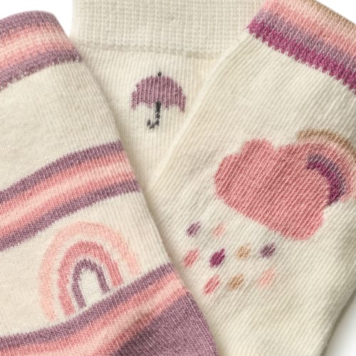 rosa & Gr. mit 29/31, lila, & Regenbogen-Motiv, Socken weiß 1 St