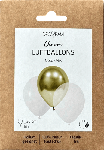 Luftballons Chrom, Gold-Mix, 10 St | Partyzubehör