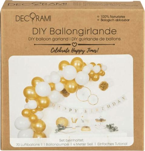Ballongirlande DIY, weiß/gold, 1 St