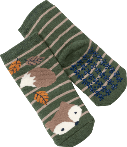 ABS Socken mit Fuchs-Motiv, grün, Gr. 18/19, 1 St
