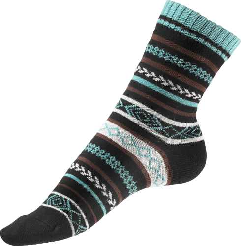 Socken mit St & Gr. schwarz 1 blau, Norweger-Muster, 35-38