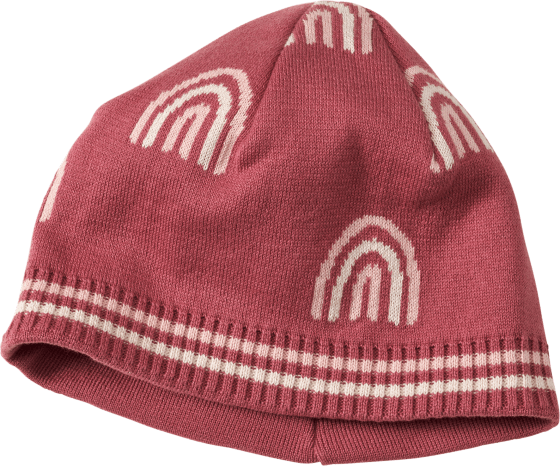 Mütze mit 1 Gr. 52/53, St Regenbogen-Motiv, rosa