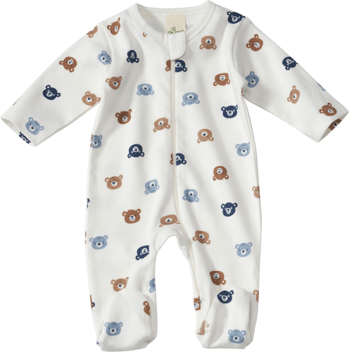 Schlafanzug mit Bären-Muster, weiß & braun & blau, Gr. 42/44, 1 St | Frühchen