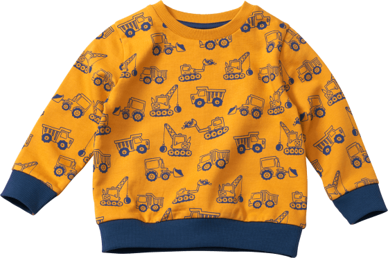 Sweatshirt gelb & 1 St 98, Gr. Fahrzeug-Muster, mit blau,