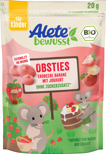Kindersnack Obsties Erdbeer-Banane mit Joghurt, ab 3 Jahren, 20 g