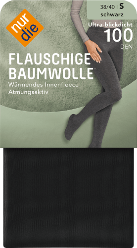 Strumpfhose Flauschige Baumwolle schwarz DEN, St 1 100 Gr. 44/48