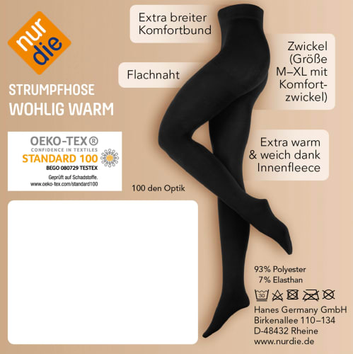 Strumpfhose Wohlig Warm schwarz Gr. St 1 38/40, DEN, 100