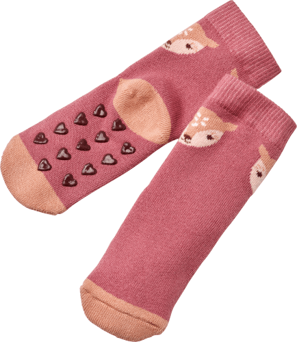 ABS Socken mit 1 rosa, Reh-Motiv, Gr.18/19, St