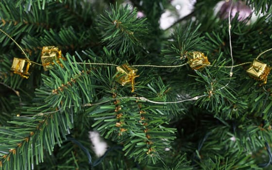 Girlande, Folienpäckchen, gold, 1 St | Weihnachtsbaumschmuck