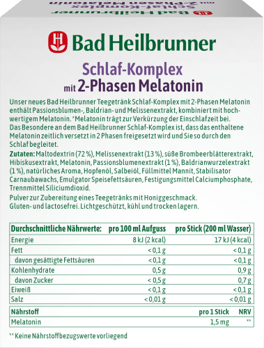 2-Phasen Schlaf-Komplex (10 Melatonin g 10 mit Stück), Kräutertee