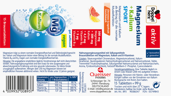 Sport Brausetabletten Kalium Magnesium 99 g (15 Stück),