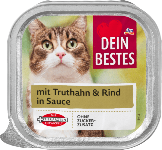 Nassfutter Katze mit Rind & Truthahn in Sauce, 100 g