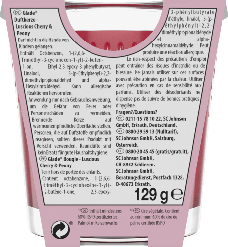Duftkerze im Glas Cherry 1 129g, St & Peony Luscious