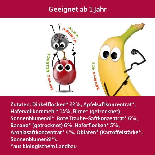 Aronia ab & Fruchtriegel Banane, mit Getreide 1 g 4x23g, Rote Jahr, 92 Traube