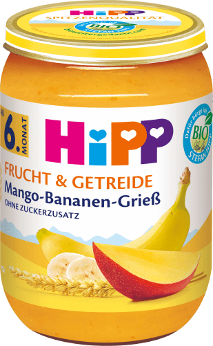 ab Monat, 190 g Frucht Mango-Bananen-Grieß & Getreide 6.