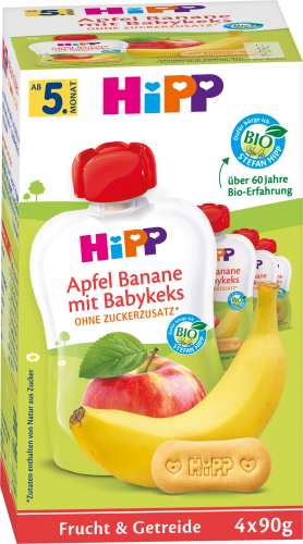 Quetschie Apfel-Banane & Babykeks nach (4x90 g), Monat 360 dem 4. g