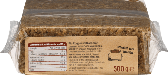 Brot, Roggen Vollkorn, 500 g