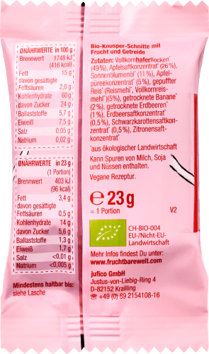Kindersnack Knusper-Schnitte Erdbeere-Banane, g), (3x23 Jahr 69 ab 1 g
