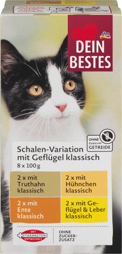 Nassfutter Katze mit (8x100 Geflügel, 800 g), Multipack g