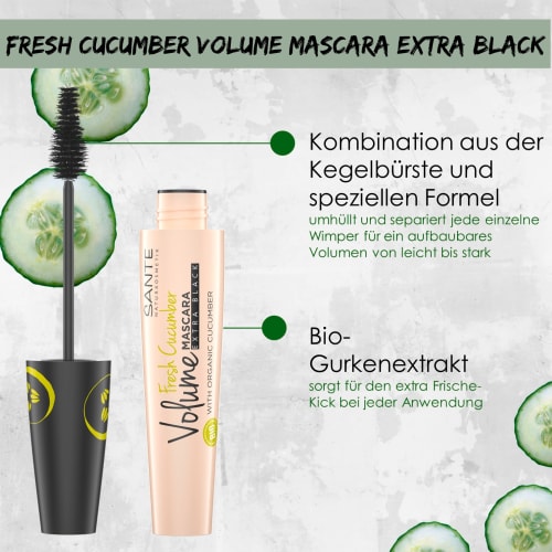 Mascara Fresh Cucumber Volume Black, 12 ml Extra