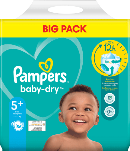Windeln Baby Dry Gr.5+ Junior Plus (12-17 kg), Big Pack, 56 St