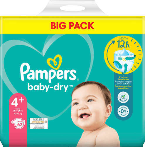 Windeln Baby Dry Gr.4+ Maxi Plus (10-15 kg), Big Pack, 62 St