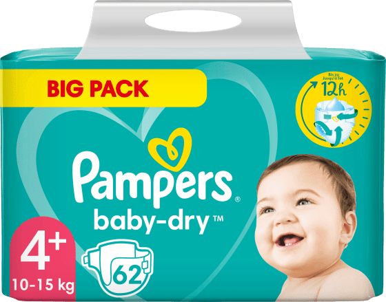 Windeln Baby Dry Gr.4+ Maxi (10-15 kg), St Plus 62 Pack, Big