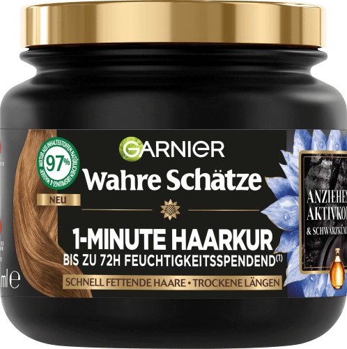 340 Haarkur 1-Minute & ml Anziehende Aktivkohle Schwarzkümmelöl,