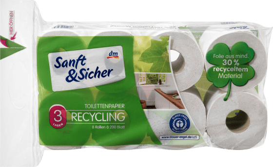 Toilettenpapier Recycling 3-lagig (8 x 8 Blatt), St 200